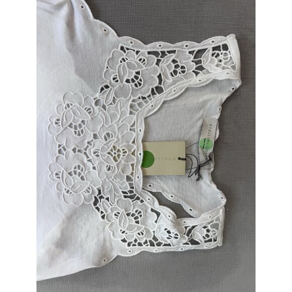 Stella McCartney Lace Baby Tee tank 100% Cotton Square Neckline 44 y2k dainty - Picture 4 of 11